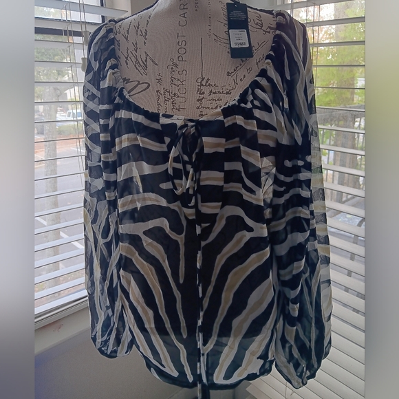 Zebra Print Sheer Blouse and Shorts Set NWT - Picture 7 of 9